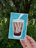 Iced Coffee Oil Pastel Print 4x6 – warm tones on art paper