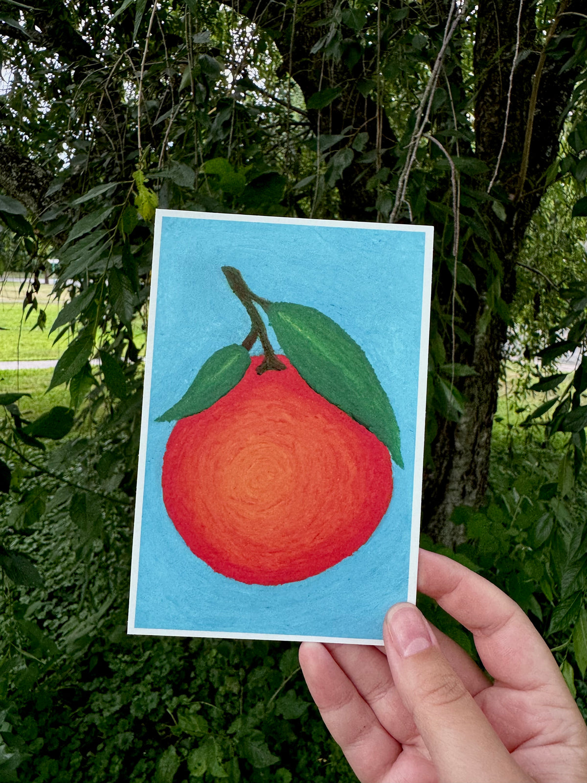 Orange Oil Pastel Print 4x6 – warm citrus tones on art paper