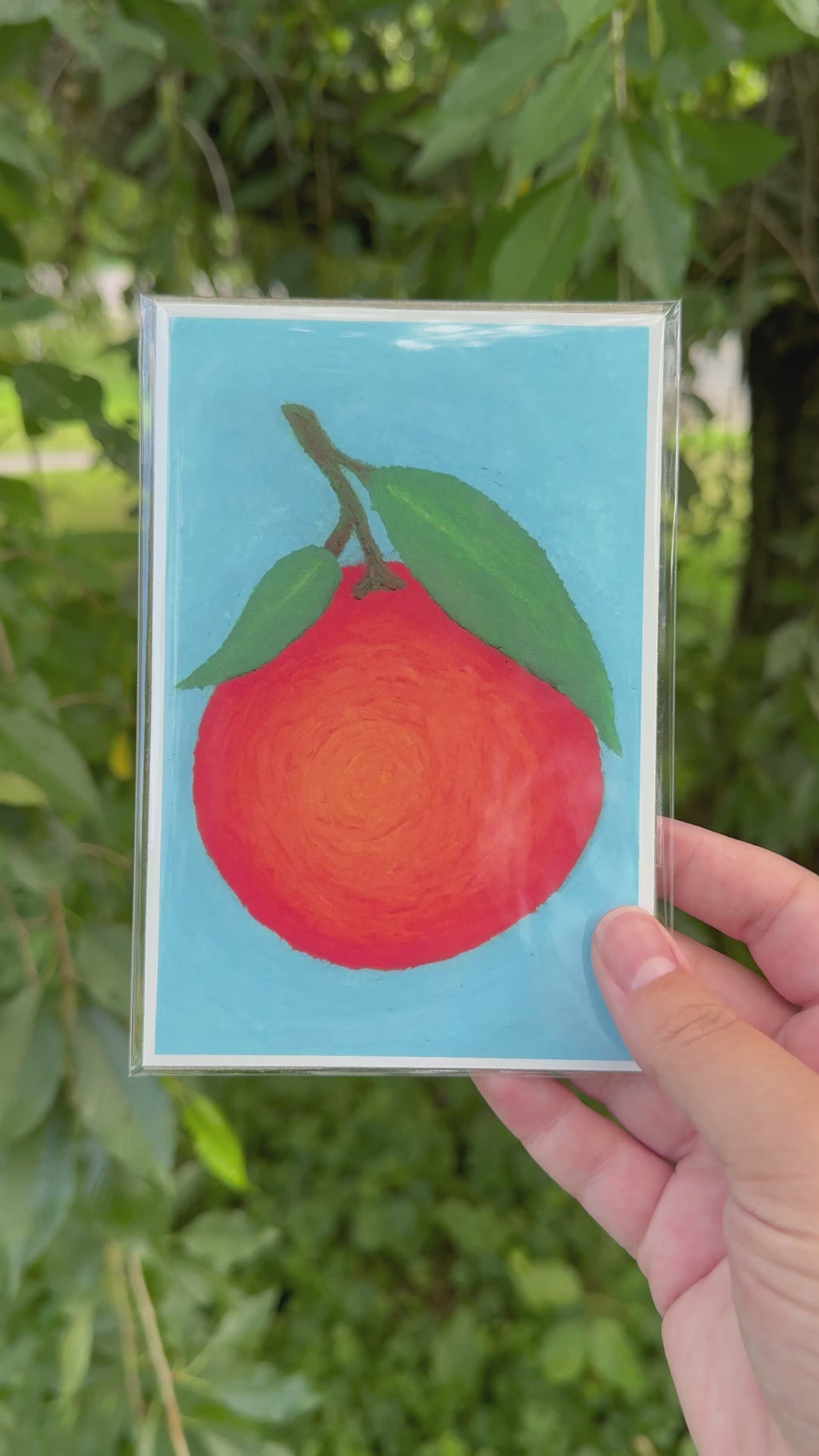 4x6 orange print shown next to hand for scale – small wall art