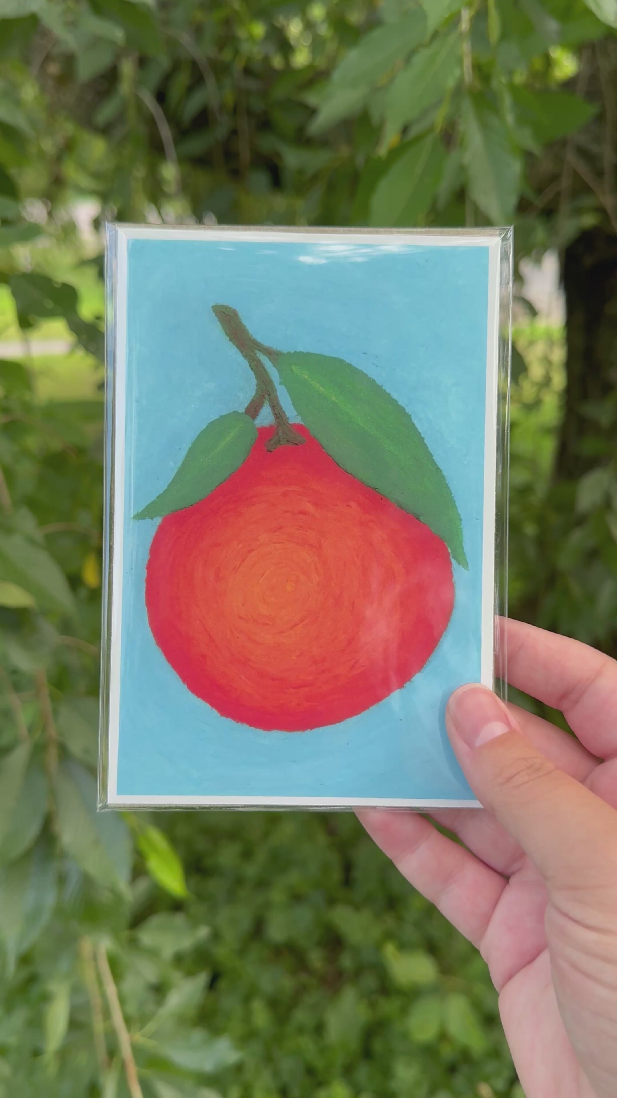 4x6 orange print shown next to hand for scale – small wall art