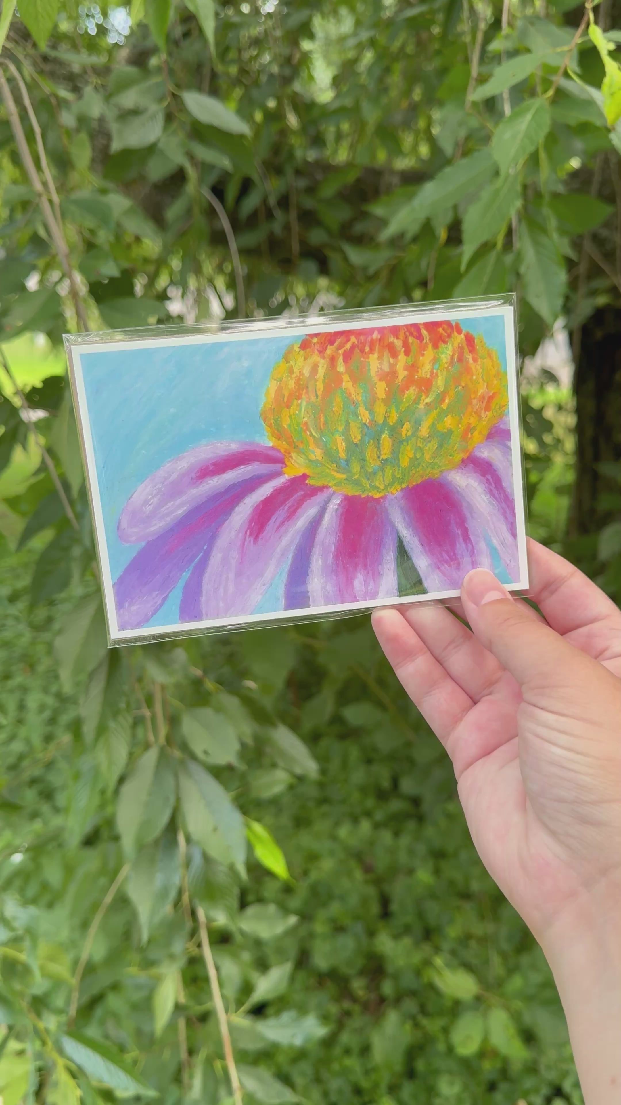 Coneflower oil pastel print – 4x6 art print by mdxtr.art